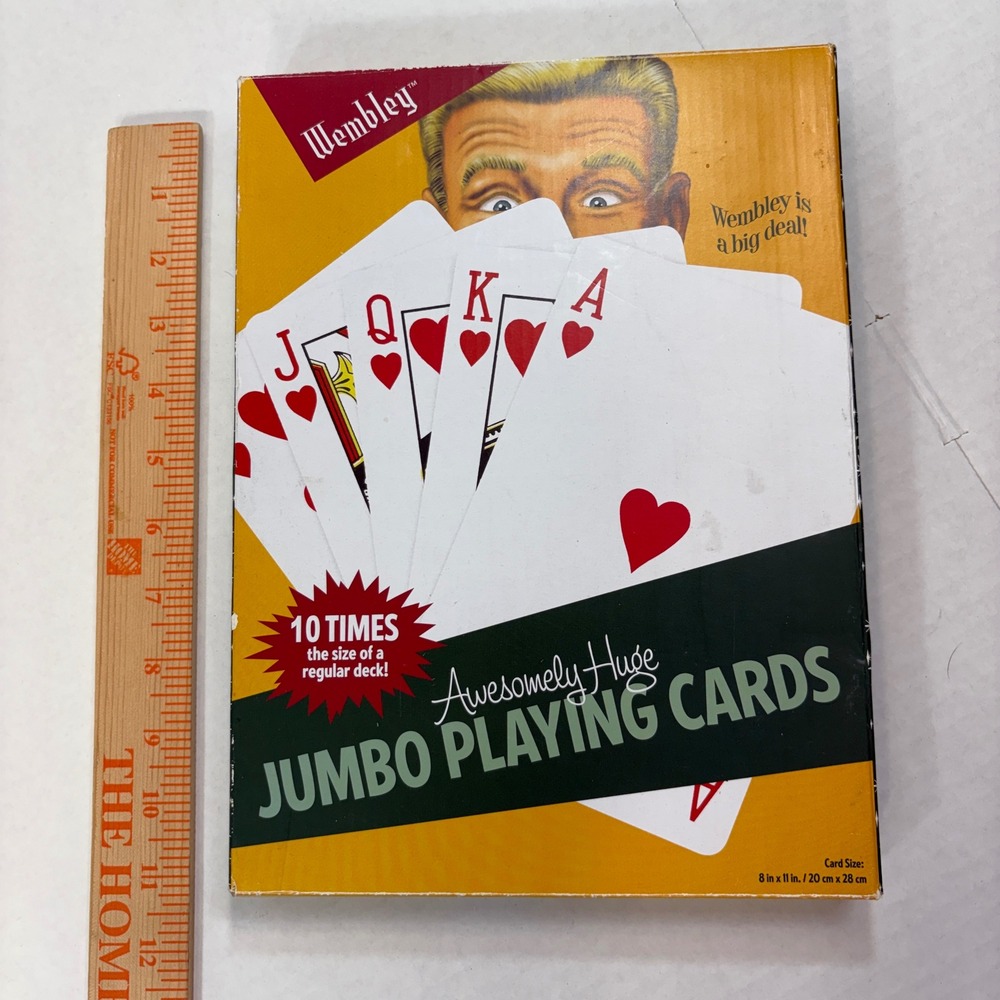 Wembley Jumbo Playing Cards 8" x 11" Huge Novelty Deck Giant Game EUC 2018